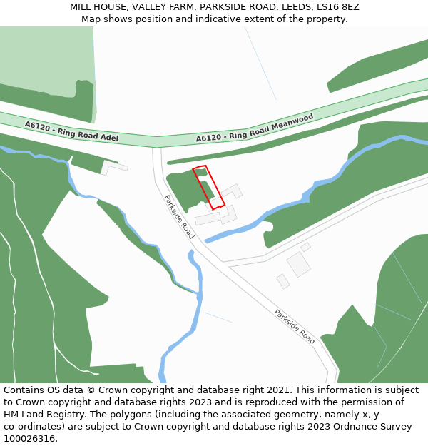 MILL HOUSE, VALLEY FARM, PARKSIDE ROAD, LEEDS, LS16 8EZ: Location map and indicative extent of plot