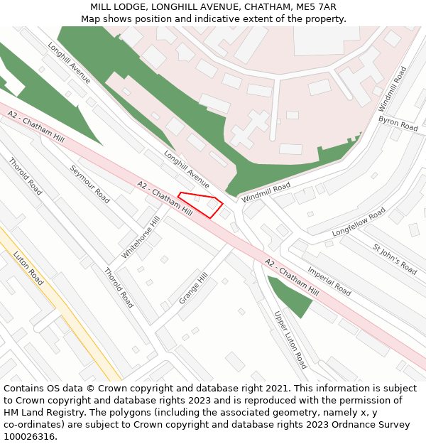 MILL LODGE, LONGHILL AVENUE, CHATHAM, ME5 7AR: Location map and indicative extent of plot