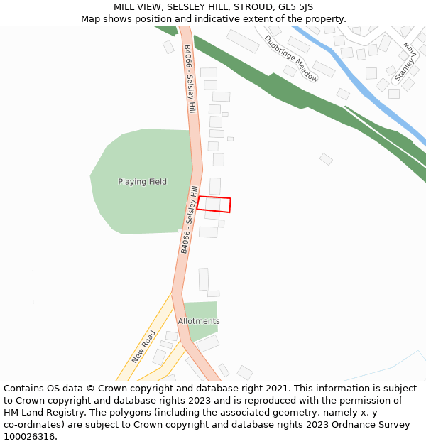 MILL VIEW, SELSLEY HILL, STROUD, GL5 5JS: Location map and indicative extent of plot