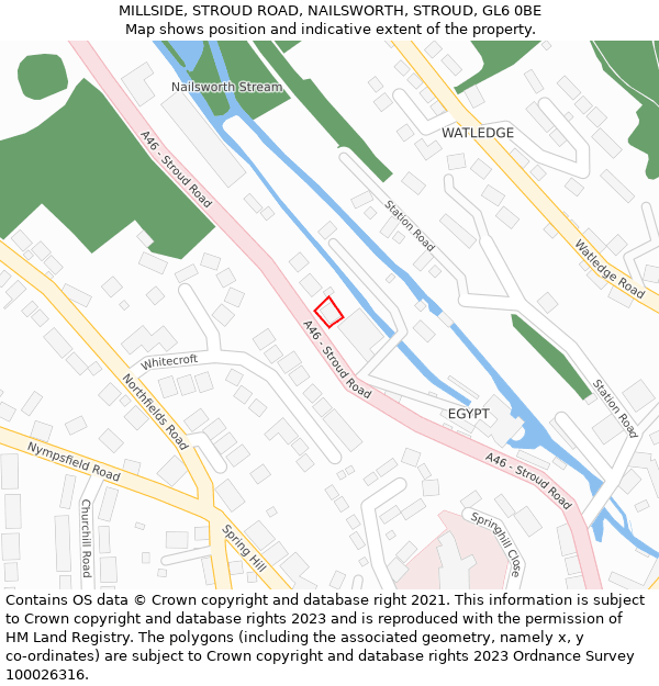 MILLSIDE, STROUD ROAD, NAILSWORTH, STROUD, GL6 0BE: Location map and indicative extent of plot