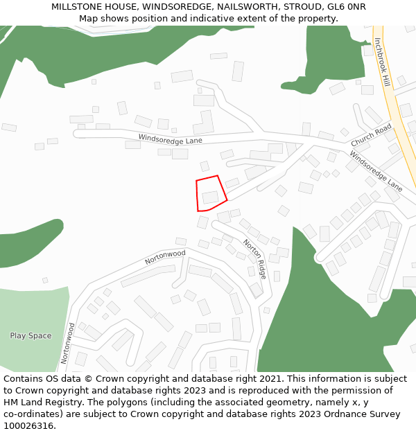 MILLSTONE HOUSE, WINDSOREDGE, NAILSWORTH, STROUD, GL6 0NR: Location map and indicative extent of plot