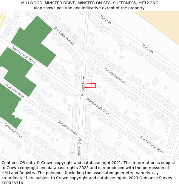 MILLWOOD, MINSTER DRIVE, MINSTER ON SEA, SHEERNESS, ME12 2NG: Location map and indicative extent of plot