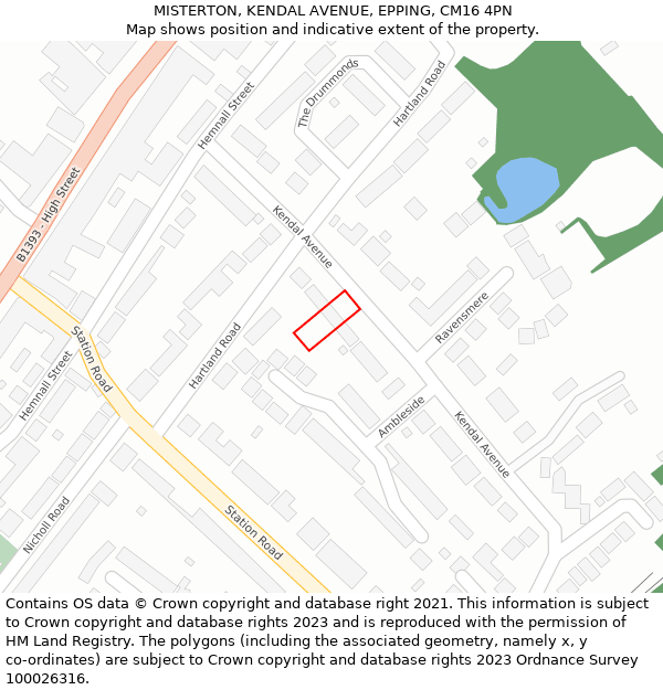MISTERTON, KENDAL AVENUE, EPPING, CM16 4PN: Location map and indicative extent of plot