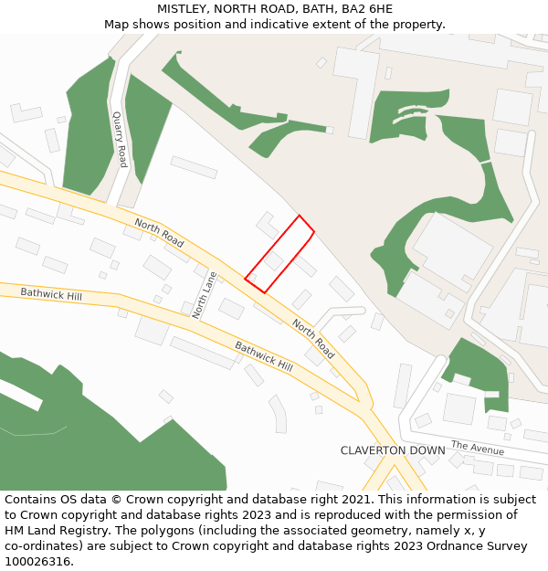 MISTLEY, NORTH ROAD, BATH, BA2 6HE: Location map and indicative extent of plot