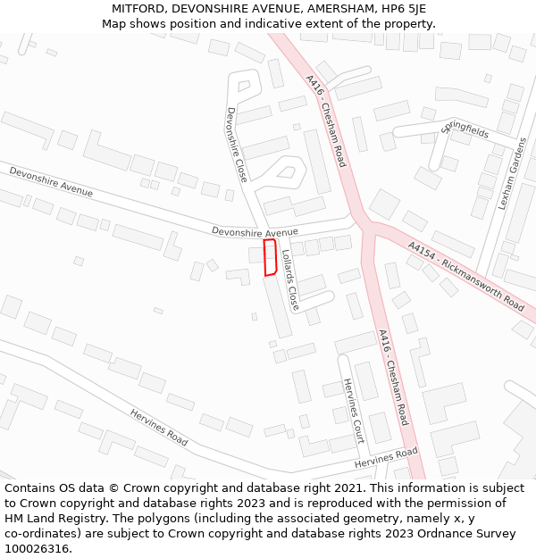 MITFORD, DEVONSHIRE AVENUE, AMERSHAM, HP6 5JE: Location map and indicative extent of plot