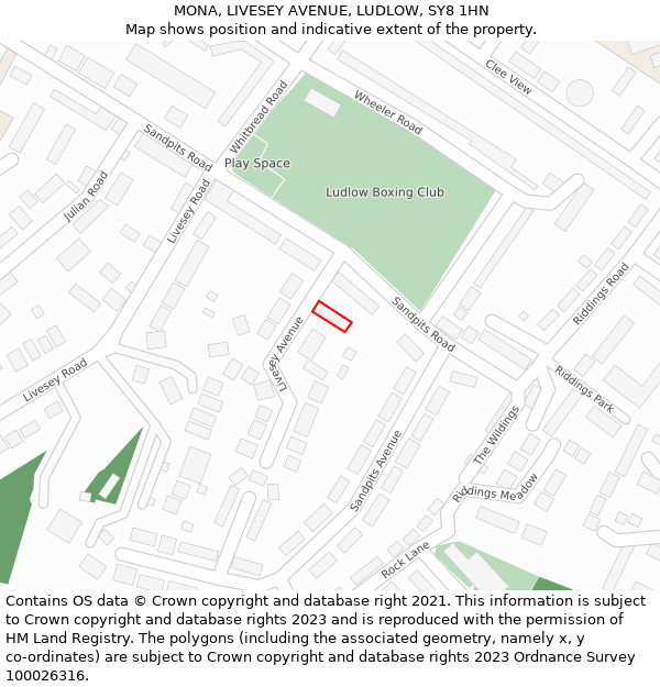 MONA, LIVESEY AVENUE, LUDLOW, SY8 1HN: Location map and indicative extent of plot