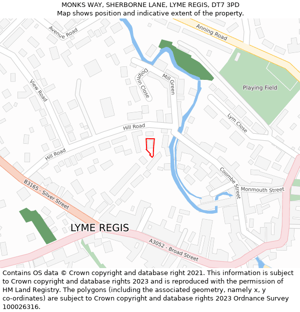 MONKS WAY, SHERBORNE LANE, LYME REGIS, DT7 3PD: Location map and indicative extent of plot