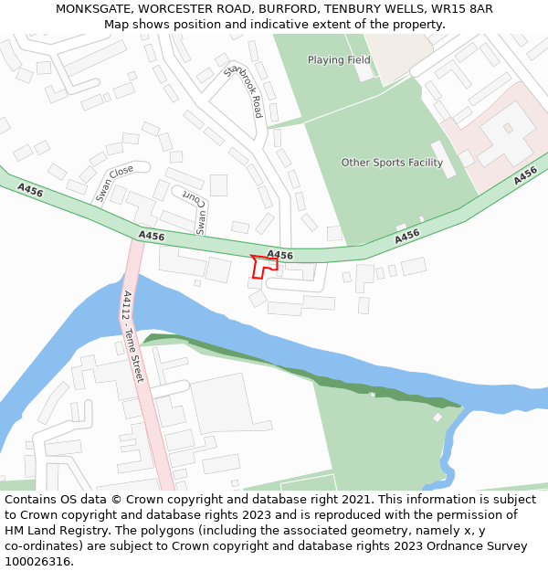 MONKSGATE, WORCESTER ROAD, BURFORD, TENBURY WELLS, WR15 8AR: Location map and indicative extent of plot