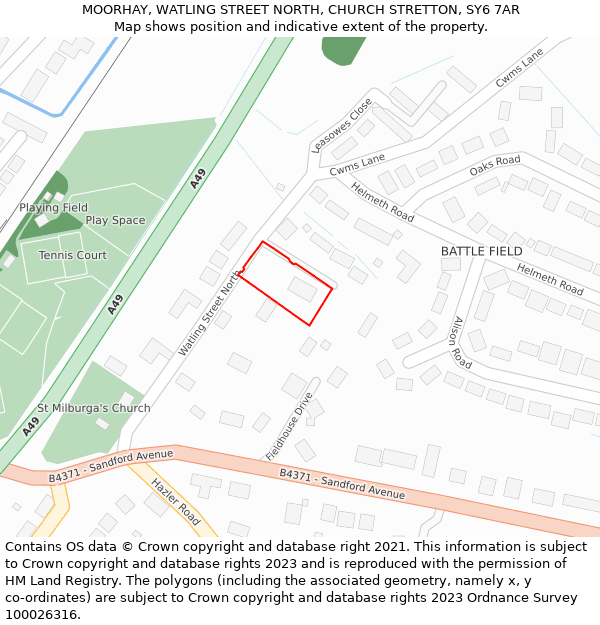 MOORHAY, WATLING STREET NORTH, CHURCH STRETTON, SY6 7AR: Location map and indicative extent of plot