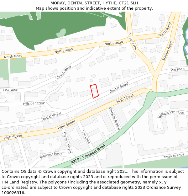 MORAY, DENTAL STREET, HYTHE, CT21 5LH: Location map and indicative extent of plot