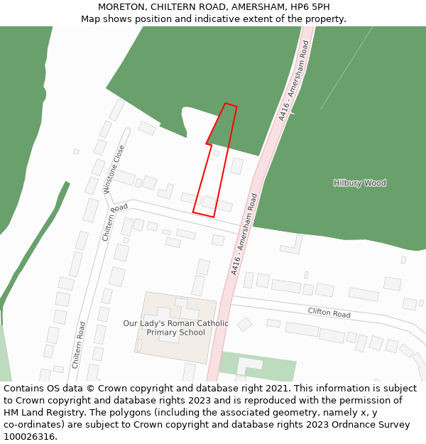 MORETON, CHILTERN ROAD, AMERSHAM, HP6 5PH: Location map and indicative extent of plot