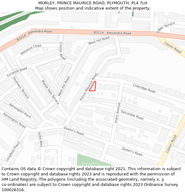 MORLEY, PRINCE MAURICE ROAD, PLYMOUTH, PL4 7LH: Location map and indicative extent of plot