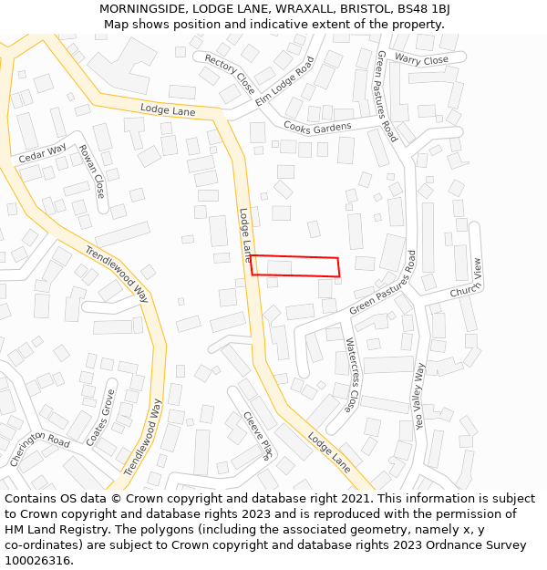 MORNINGSIDE, LODGE LANE, WRAXALL, BRISTOL, BS48 1BJ: Location map and indicative extent of plot