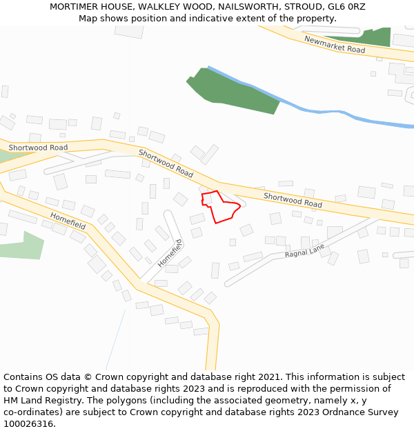 MORTIMER HOUSE, WALKLEY WOOD, NAILSWORTH, STROUD, GL6 0RZ: Location map and indicative extent of plot