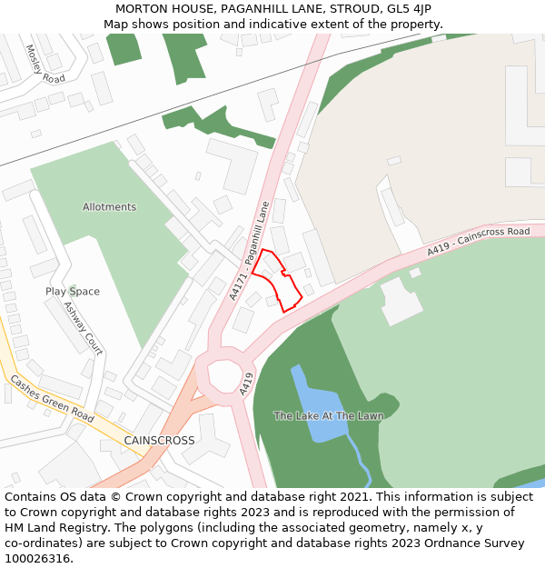 MORTON HOUSE, PAGANHILL LANE, STROUD, GL5 4JP: Location map and indicative extent of plot