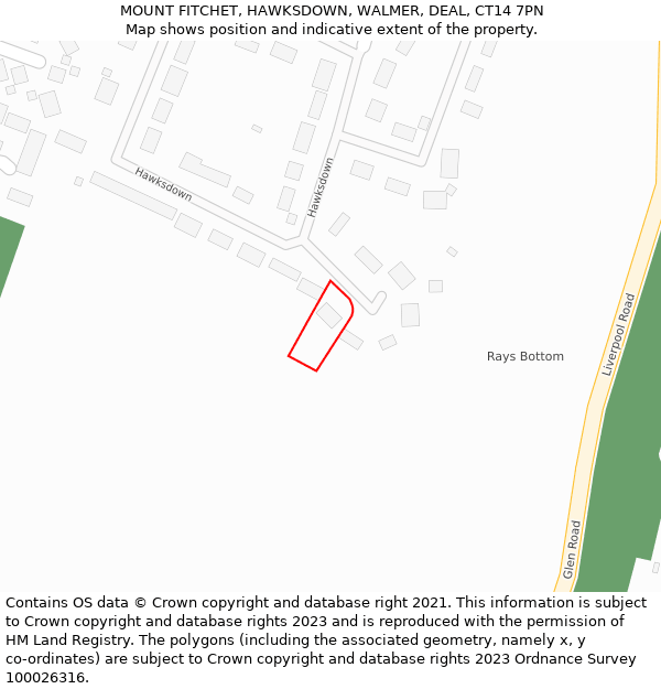 MOUNT FITCHET, HAWKSDOWN, WALMER, DEAL, CT14 7PN: Location map and indicative extent of plot