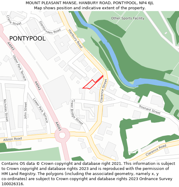 MOUNT PLEASANT MANSE, HANBURY ROAD, PONTYPOOL, NP4 6JL: Location map and indicative extent of plot