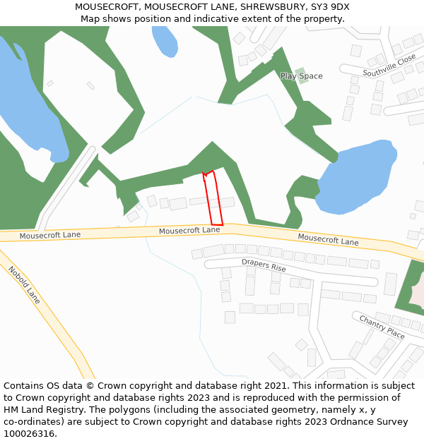 MOUSECROFT, MOUSECROFT LANE, SHREWSBURY, SY3 9DX: Location map and indicative extent of plot