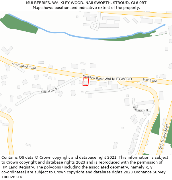 MULBERRIES, WALKLEY WOOD, NAILSWORTH, STROUD, GL6 0RT: Location map and indicative extent of plot