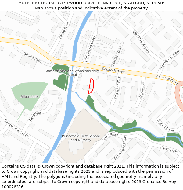 MULBERRY HOUSE, WESTWOOD DRIVE, PENKRIDGE, STAFFORD, ST19 5DS: Location map and indicative extent of plot