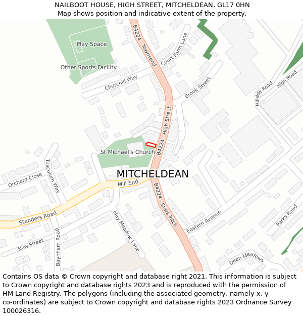 NAILBOOT HOUSE, HIGH STREET, MITCHELDEAN, GL17 0HN: Location map and indicative extent of plot