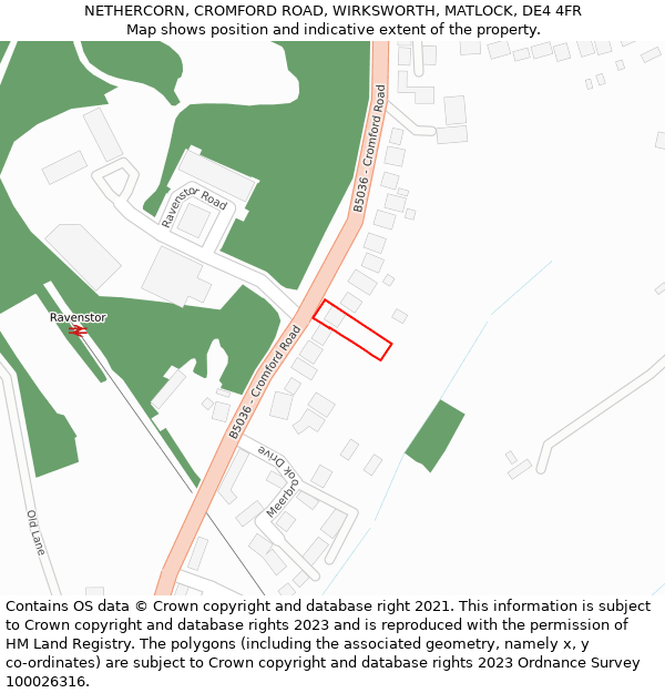 NETHERCORN, CROMFORD ROAD, WIRKSWORTH, MATLOCK, DE4 4FR: Location map and indicative extent of plot