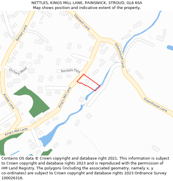 NETTLES, KINGS MILL LANE, PAINSWICK, STROUD, GL6 6SA: Location map and indicative extent of plot