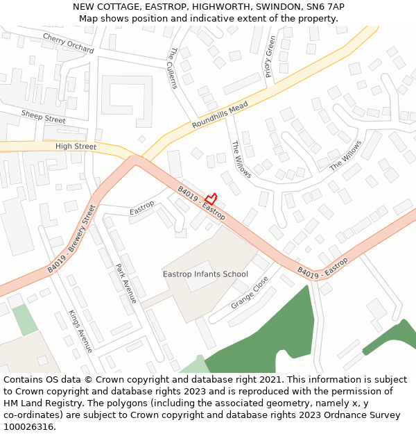 NEW COTTAGE, EASTROP, HIGHWORTH, SWINDON, SN6 7AP: Location map and indicative extent of plot