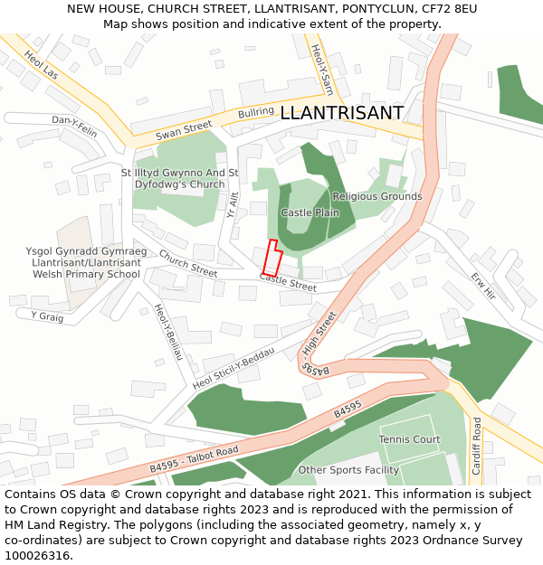 NEW HOUSE, CHURCH STREET, LLANTRISANT, PONTYCLUN, CF72 8EU: Location map and indicative extent of plot