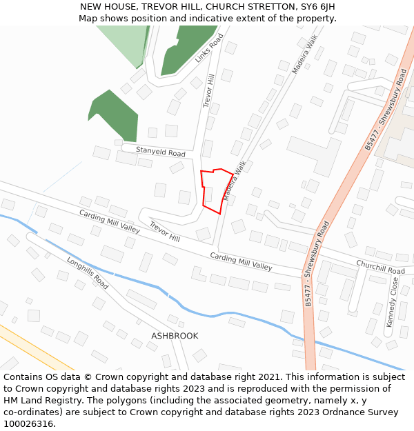 NEW HOUSE, TREVOR HILL, CHURCH STRETTON, SY6 6JH: Location map and indicative extent of plot