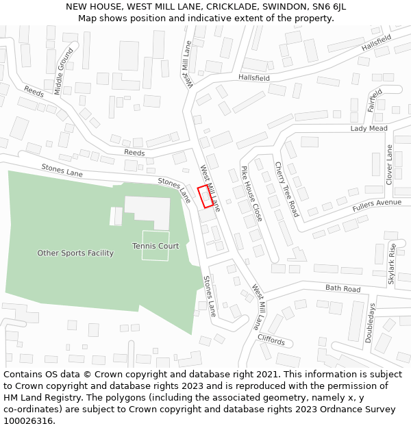 NEW HOUSE, WEST MILL LANE, CRICKLADE, SWINDON, SN6 6JL: Location map and indicative extent of plot