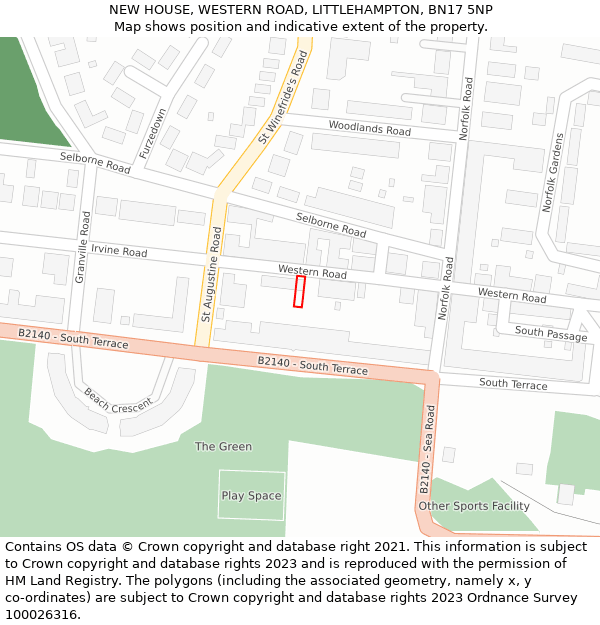 NEW HOUSE, WESTERN ROAD, LITTLEHAMPTON, BN17 5NP: Location map and indicative extent of plot