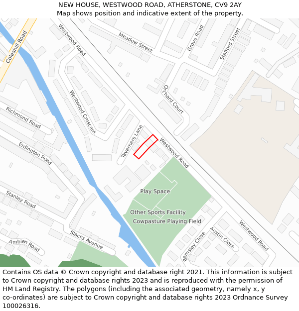 NEW HOUSE, WESTWOOD ROAD, ATHERSTONE, CV9 2AY: Location map and indicative extent of plot