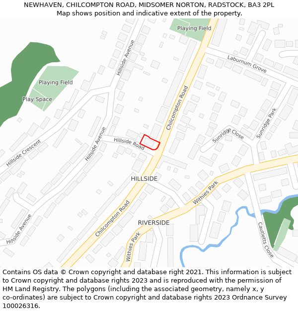 NEWHAVEN, CHILCOMPTON ROAD, MIDSOMER NORTON, RADSTOCK, BA3 2PL: Location map and indicative extent of plot