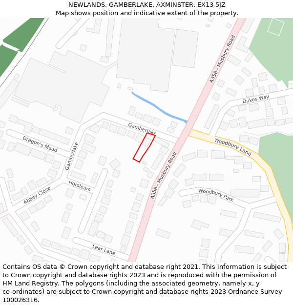 NEWLANDS, GAMBERLAKE, AXMINSTER, EX13 5JZ: Location map and indicative extent of plot