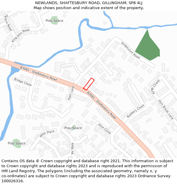 NEWLANDS, SHAFTESBURY ROAD, GILLINGHAM, SP8 4LJ: Location map and indicative extent of plot