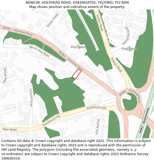 NEWLYN, HOLYHEAD ROAD, OAKENGATES, TELFORD, TF2 6DN: Location map and indicative extent of plot