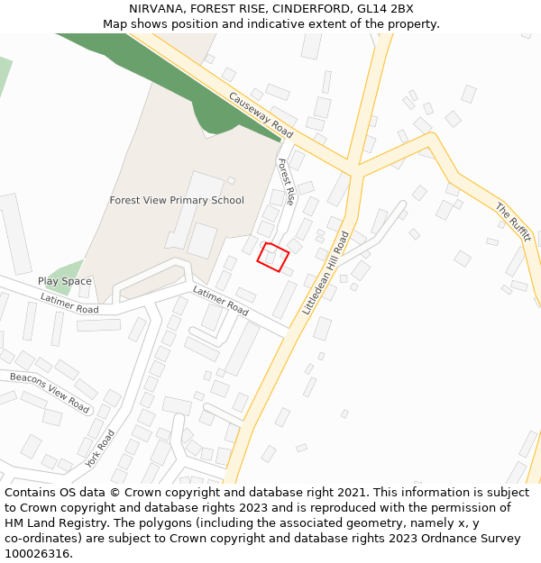 NIRVANA, FOREST RISE, CINDERFORD, GL14 2BX: Location map and indicative extent of plot