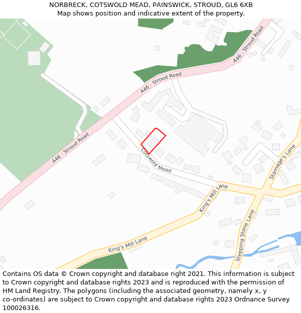 NORBRECK, COTSWOLD MEAD, PAINSWICK, STROUD, GL6 6XB: Location map and indicative extent of plot
