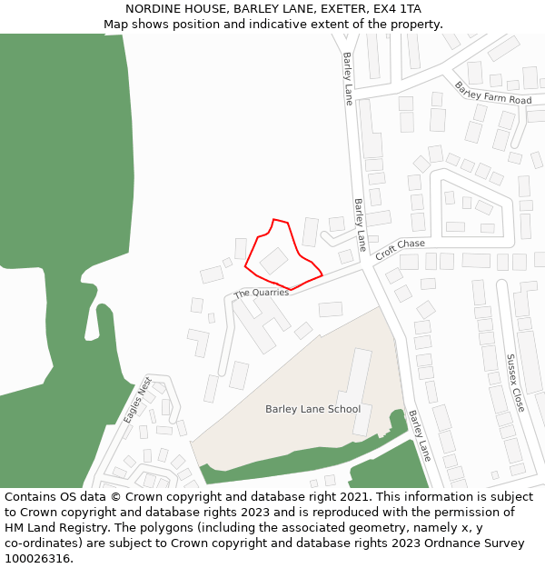 NORDINE HOUSE, BARLEY LANE, EXETER, EX4 1TA: Location map and indicative extent of plot