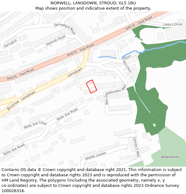 NORWELL, LANSDOWN, STROUD, GL5 1BU: Location map and indicative extent of plot