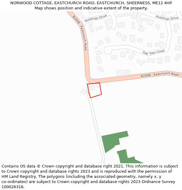 NORWOOD COTTAGE, EASTCHURCH ROAD, EASTCHURCH, SHEERNESS, ME12 4HP: Location map and indicative extent of plot