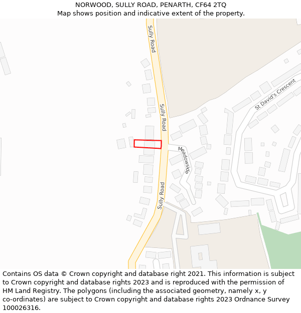 NORWOOD, SULLY ROAD, PENARTH, CF64 2TQ: Location map and indicative extent of plot