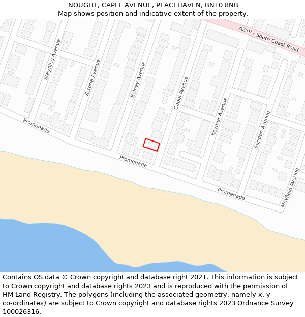 NOUGHT, CAPEL AVENUE, PEACEHAVEN, BN10 8NB: Location map and indicative extent of plot