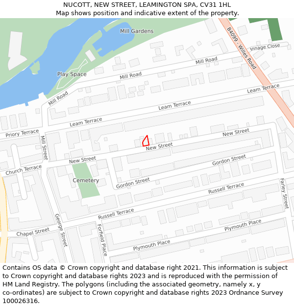 NUCOTT, NEW STREET, LEAMINGTON SPA, CV31 1HL: Location map and indicative extent of plot