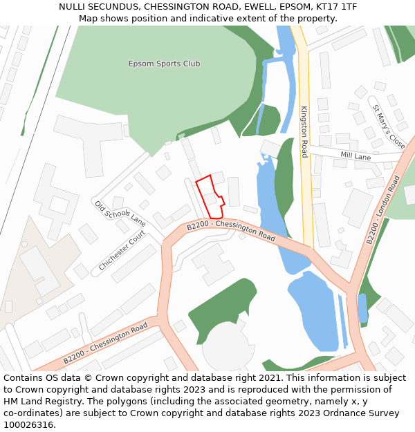 NULLI SECUNDUS, CHESSINGTON ROAD, EWELL, EPSOM, KT17 1TF: Location map and indicative extent of plot