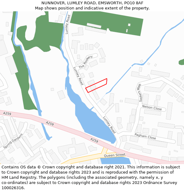NUNNOVER, LUMLEY ROAD, EMSWORTH, PO10 8AF: Location map and indicative extent of plot
