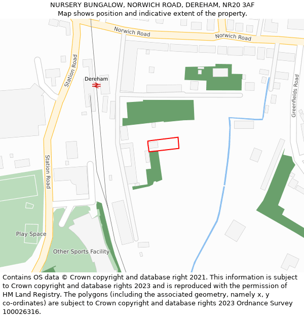 NURSERY BUNGALOW, NORWICH ROAD, DEREHAM, NR20 3AF: Location map and indicative extent of plot