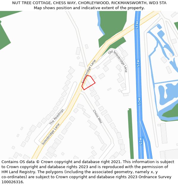 NUT TREE COTTAGE, CHESS WAY, CHORLEYWOOD, RICKMANSWORTH, WD3 5TA: Location map and indicative extent of plot
