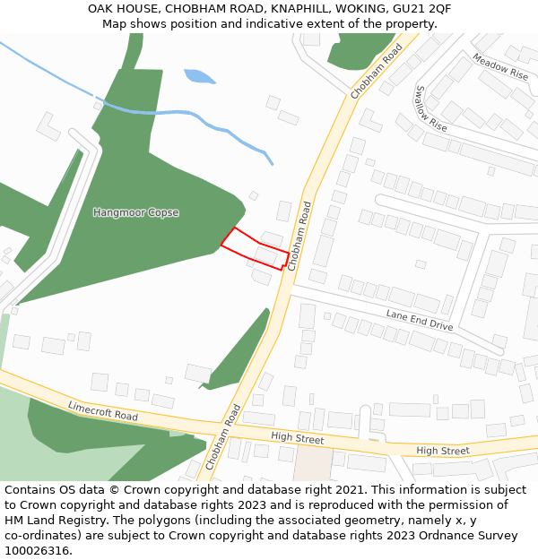 OAK HOUSE, CHOBHAM ROAD, KNAPHILL, WOKING, GU21 2QF: Location map and indicative extent of plot